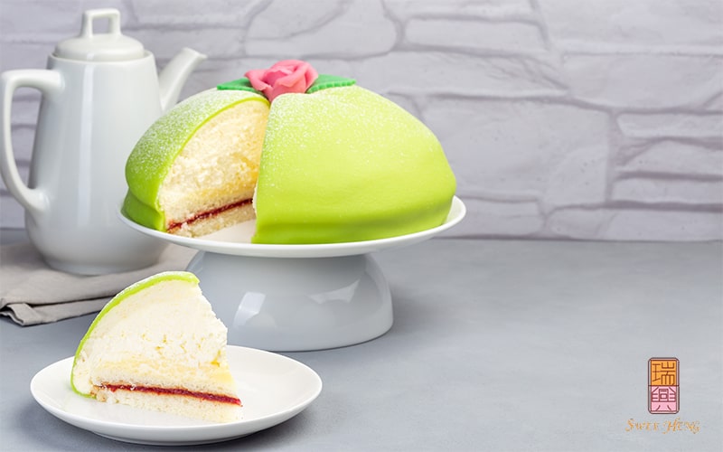 Slice of traditional Swedish dessert Princess cake